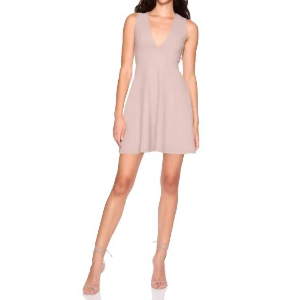NEW SUSANA MONACO sleeveless v-neck flare mini dress in sandstone